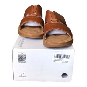 Centro Point Women’s Brown Faux Leather Slip On Comfort Slide Sandals 10 NIB